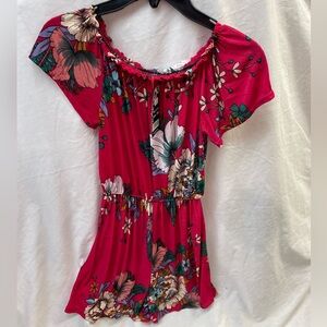 NEW!!! Floral Red Women's short romper ladies sz s/m
